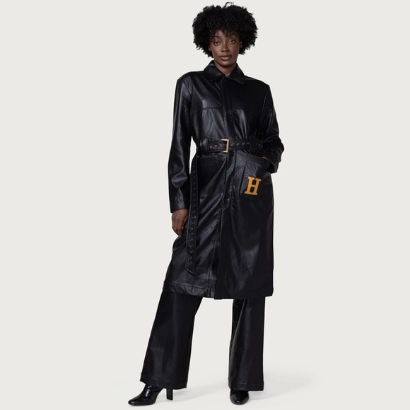 NWT HONOR THE GIFT WOMEN VEGAN TRENCH COAT (BLACK) size L - Picture 2 of 9
